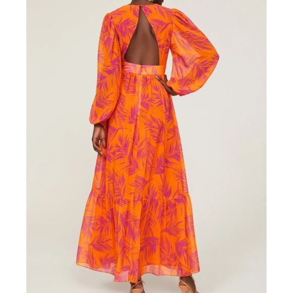 Toccin x RTR Womens Palm Print Open Back Maxi Dress Size 12 Orange - Picture 7 of 16
